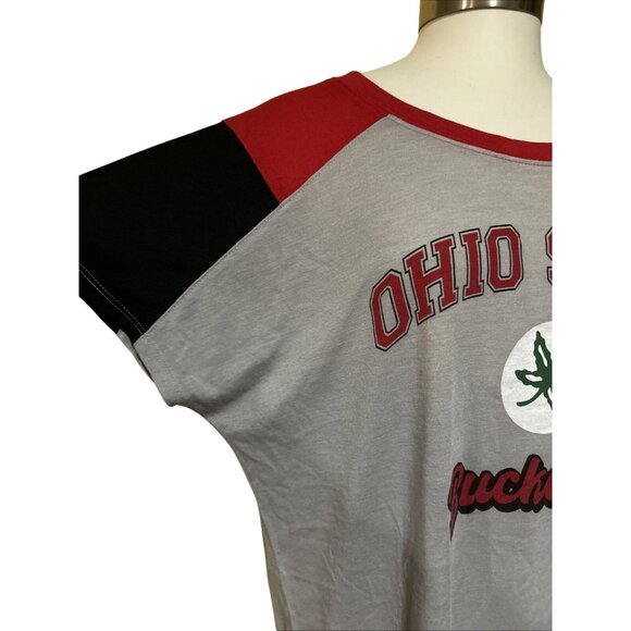 NEW Ohio State Buckeyes OSU Colosseum Gray Wide Neck Loose Fit Shirt Women's M - Picture 2 of 7